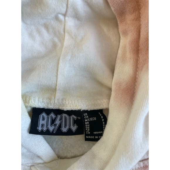 AC/DC High Voltage Thunder Bolt Women’s Small Tie Dye Crop Hoodie Pullover - Picture 3 of 3